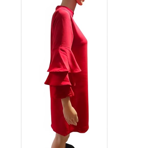 Zara Vibrant Red Long Sleeve Dress - Picture 5 of 6